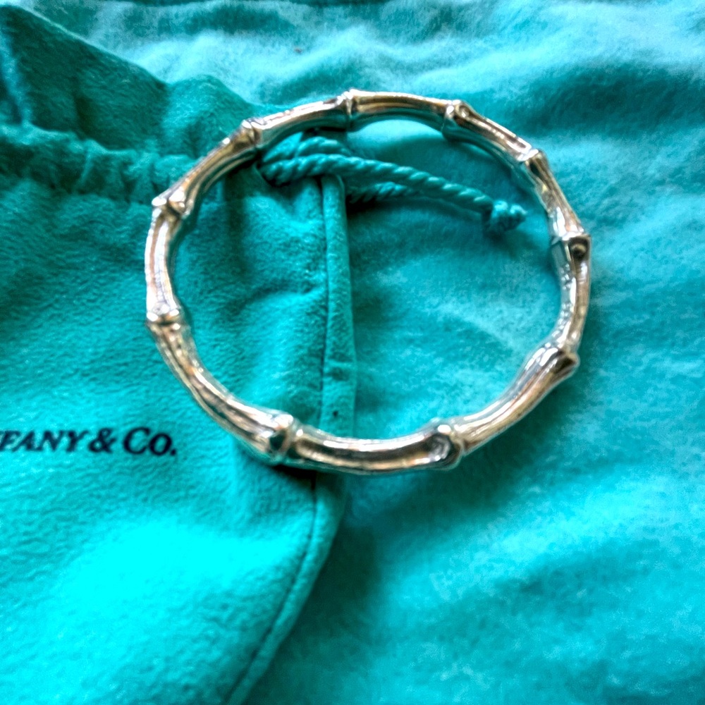 Authentic and rare Tiffany and Co. Bamboo bangle. Sterling silver.